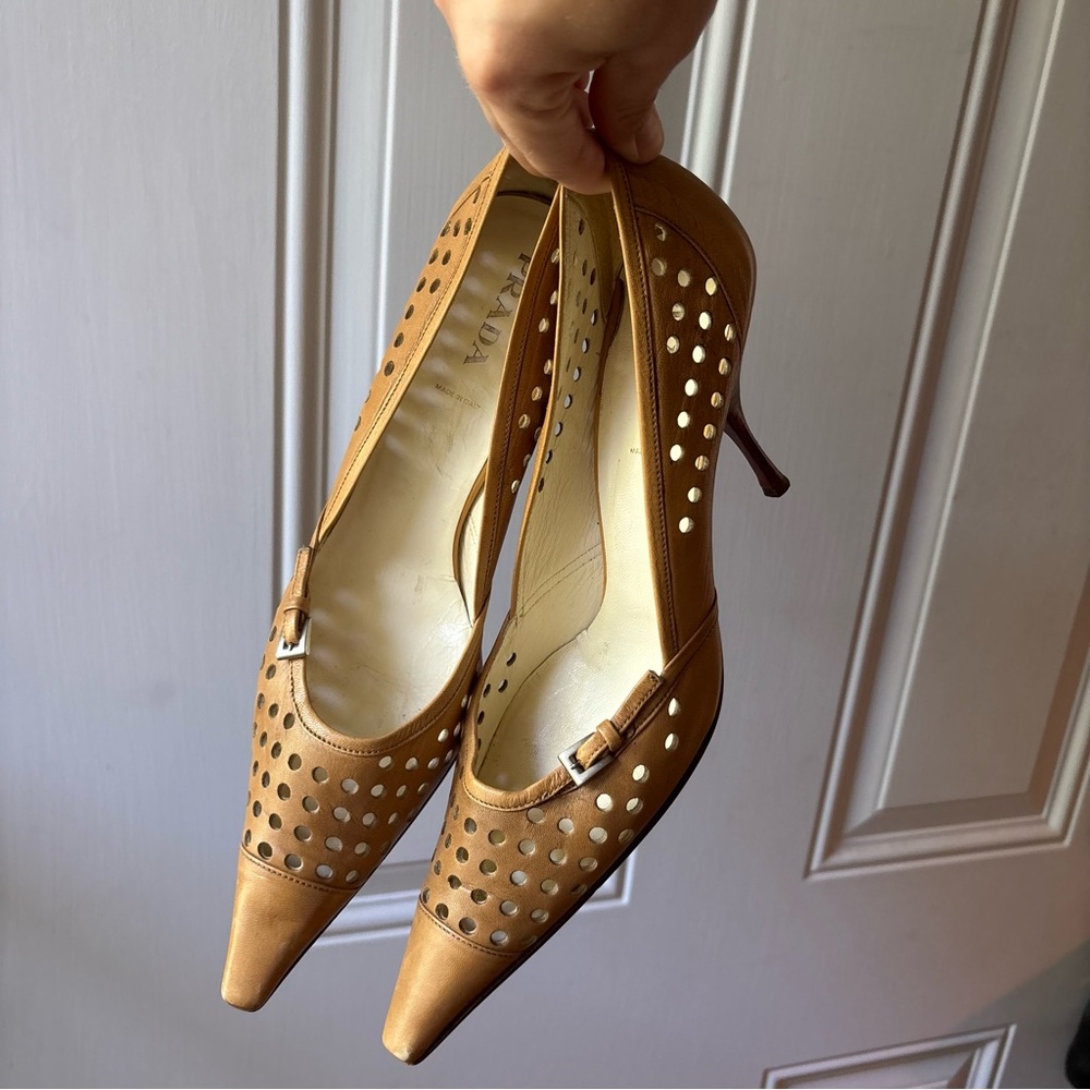 Prada Tan Leather Heels